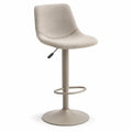 Højdejusterbar beige barstol med ryglæn, polyester og stål, 44 x 50 x 91-113 cm